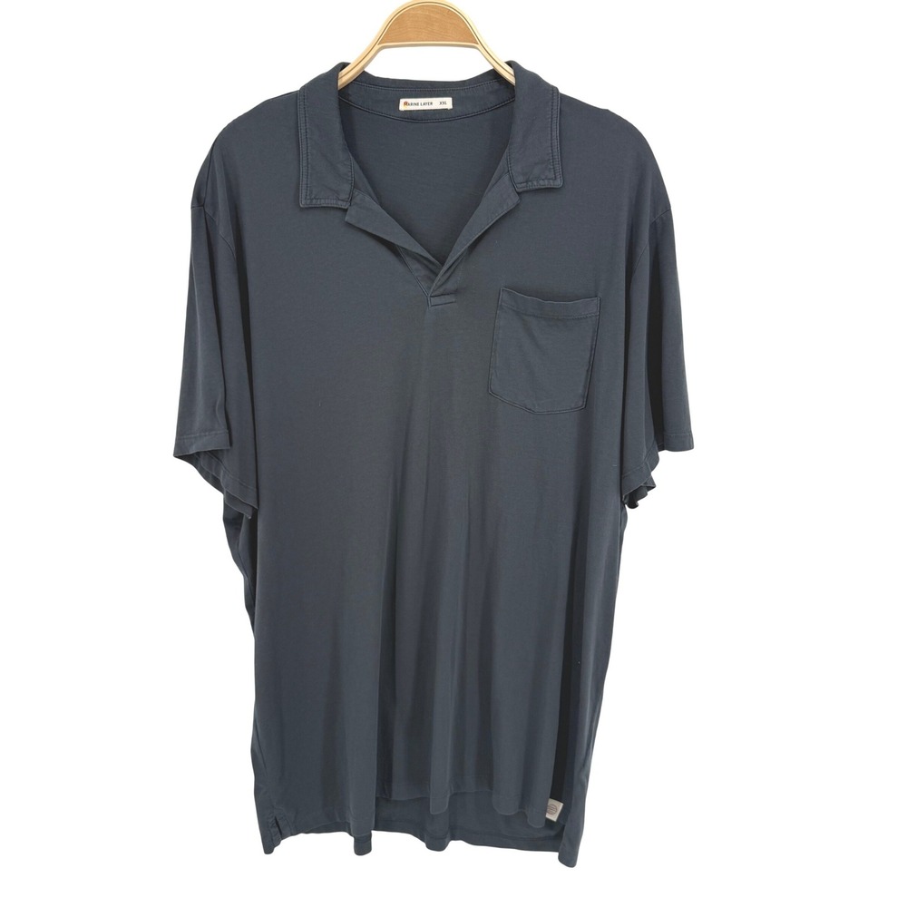 Marine Layer Polo Shirt Mens XXL Charcoal Grey Excellent‎ Cotton Modal Pocket